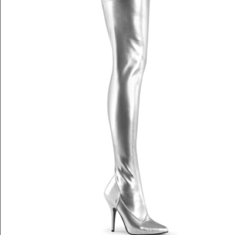 Pleaser thigh high boots, new in box